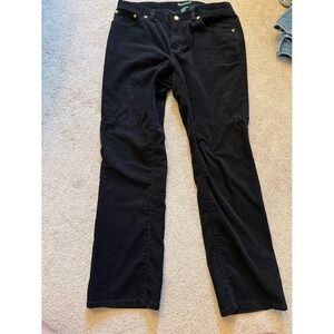 Lauren Ralph Lauren Black Corduroy Straight Leg Pants Womens 12P Petite